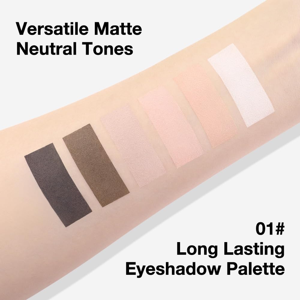Kaely 6 Color Mini Nude Eyeshadow Palette Makeup, Highly Pigmented Eye Shadow Palette Waterproof, Natural Matte Eye Shadow Palette, paleta de sombras de ojos, Vegan & Cruelty-free, 01