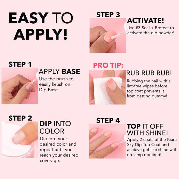 KIARA SKY Dip Manicure Nail Liquid Essentials | 0.5 fl oz | Dip Liquids Kit Steps 1-4
