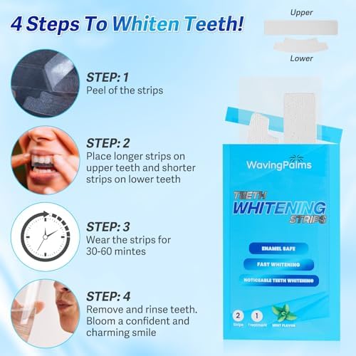 Waving Palms Teeth whitening Strips for Tooth White: Professional Dental Teeth whitening Strips - 28 whitening Strips- White Strips for Teeth whitening for The Perfect Smile, Blue
