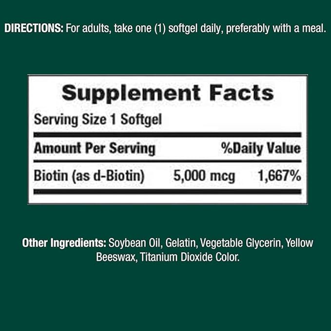 Set of 2 Nature's Bounty® Biotin 5000 mcg, 150 Softgels
