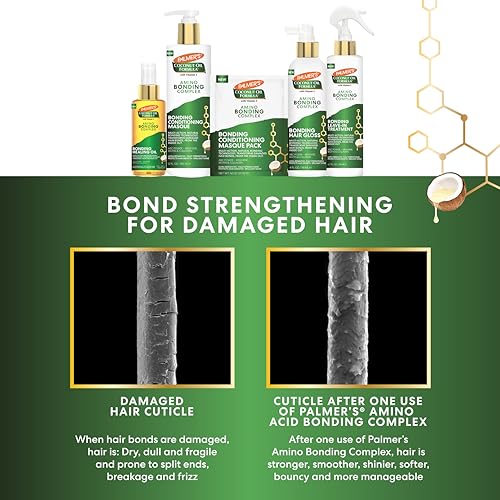 Palmer's Amino Bonding Complex Hair Mask, Intense Conditioning Masque Pack with Coconut Oil & Vitamin E, Heat Protectant, Anti Frizz, Adds Shine, Protects Hair Growth, All Hair Types, 12 fl. oz bottle