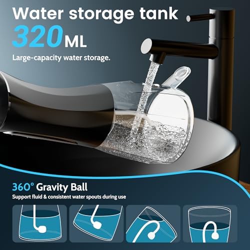 Water Flossers for Teeth, Electric Floss for Adults, Water Dental Picks for Teeth Cleaning and Flossing, Portable Flossers for Travel Size, Travel Bag and 4 Tips, IPX7 Waterproof - Black