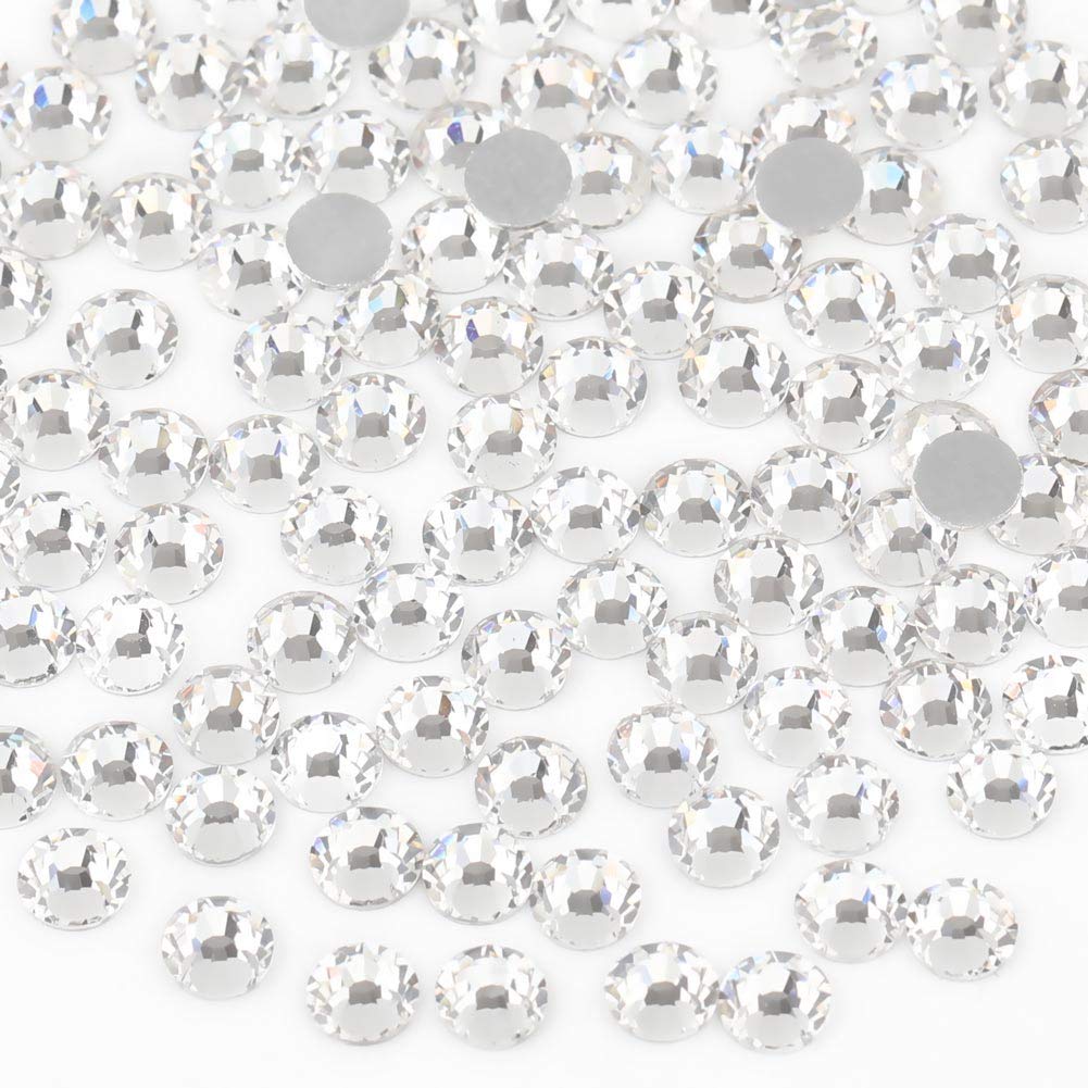 beadsland Flat Back Crystal Rhinestones Round Gems for Nail Art and Craft Glue Fix, Crystal, 10mm, SS50/144pcs