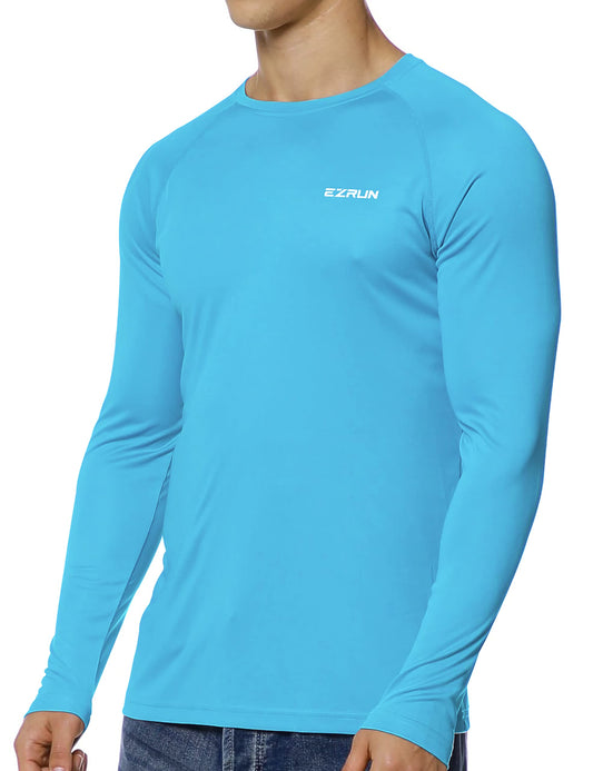 EZRUN Mens Sun Protection Swim Shirt Lightweight UV Sun Shirts Quick Dry UPF 50+ Fishing Shirts