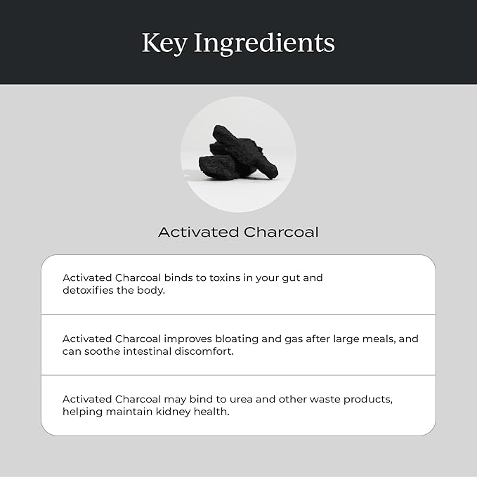 CYMBIOTIKA Activated Charcoal Liquid Supplement with Vitamin E, Gut Health & Digestive Support for Adults, Helps Cleanse, Detox, Support Gas, Bloating, Lemon Cream Flavor, Vegan, 10ml Pouches, 26 Pack