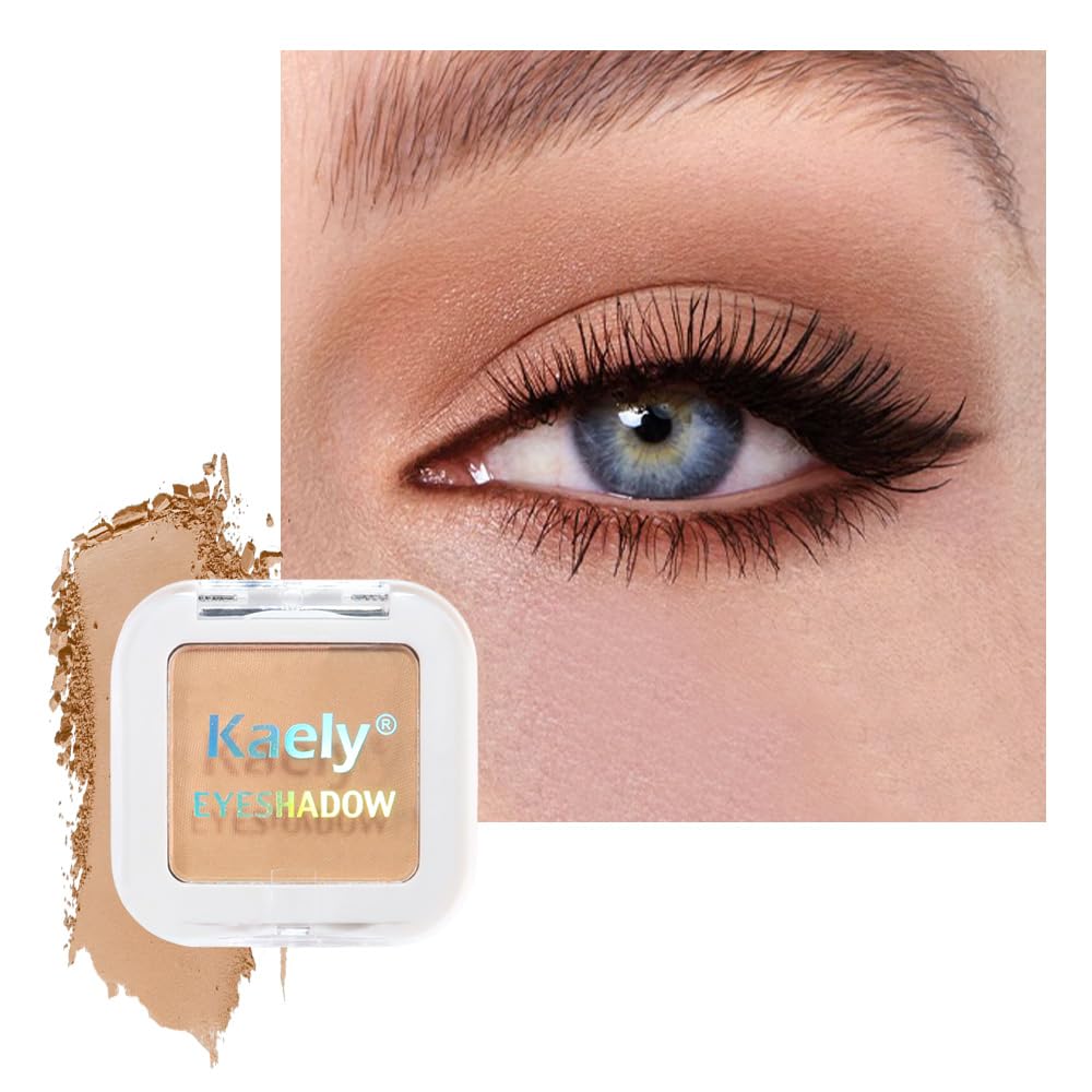 Buildable Matte Eyeshadow Makeup Palette Single - Light Nude Brown Burly Wood Shades | Creamy Pressed Powder for Easy Blending | Mini Travel Palette for Women | Everyday Natural Eye Makeup