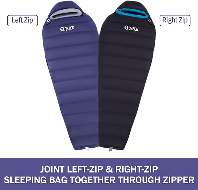 Down Sleeping Bag for Adults 0°F 10°F 15°F 20°F Backpacking Sleeping Bag for Cold Weather with Compression Sack