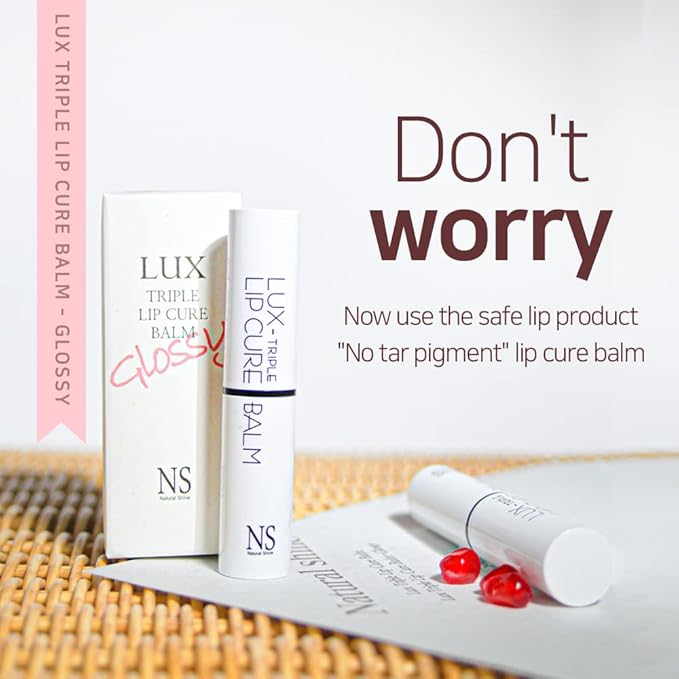 Lux Triple Lip Cure Glossy Balm MUSE (Rose Coral) (0.17oz) 4 million units sold in Korea, Natural Tinted Korean Lip Balm, Petroleum/Paraben Free, Lip Butter,lip balm hydrating