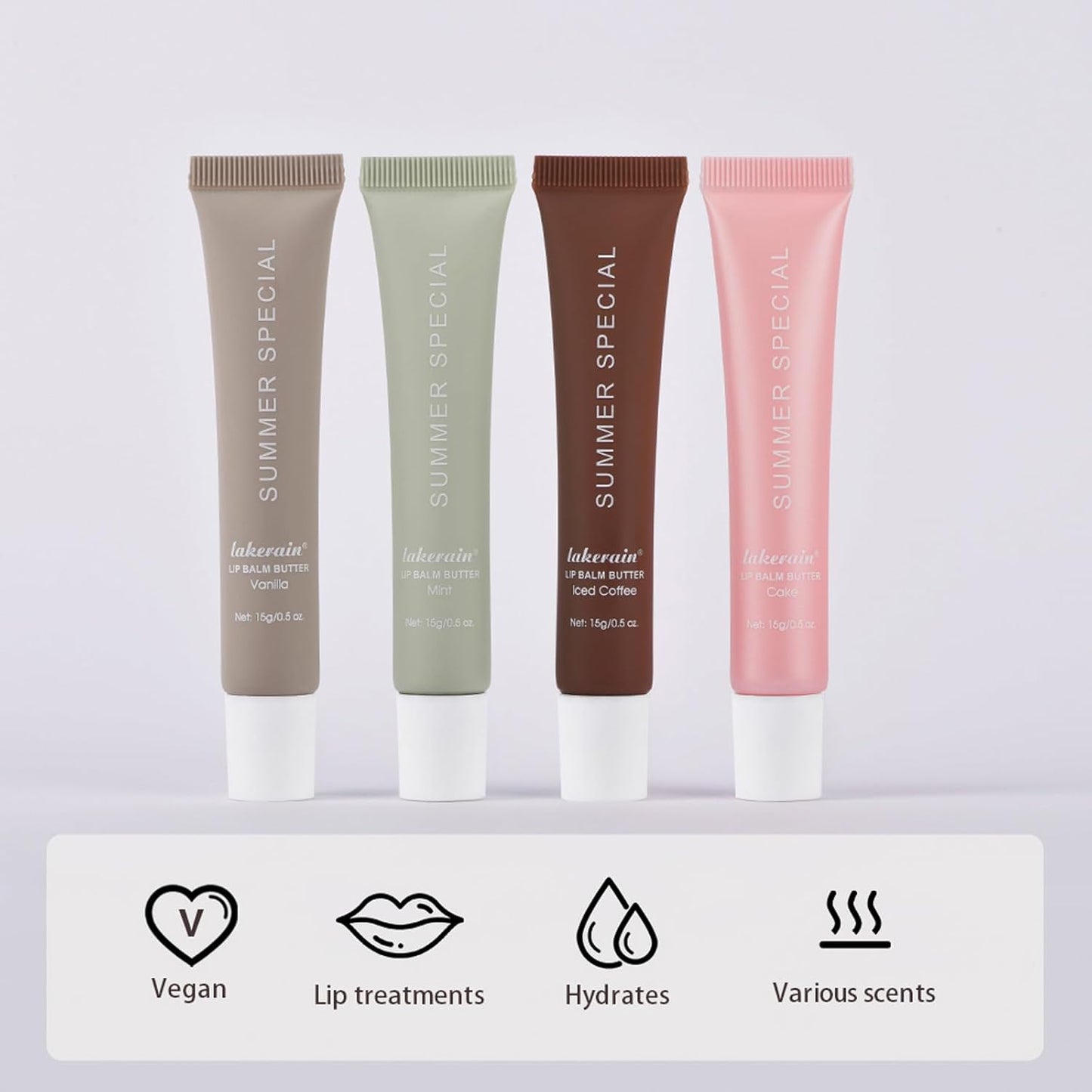 Summer Lip Butter Balm,Moisturizing Hydrating Lip Gloss Balm Set,Long-lasting Non-Sticky Nourishing Lip Care with Natural Ingredients for Soothing Softening Lips(#2-Mint)
