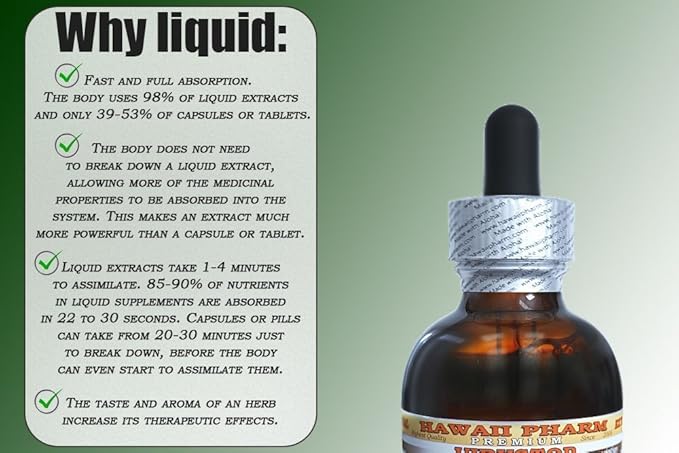 Queen's Root Alcohol-Free Liquid Extract, Queen's Root (Stillingia Sylvatica) Dried Root Glycerite Natural Herbal Supplement, Hawaii Pharm, USA 2 fl.oz