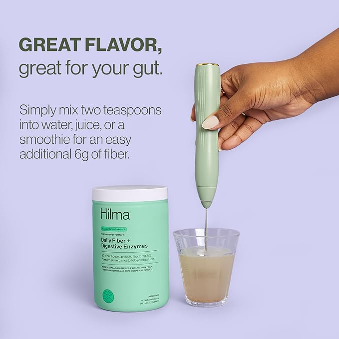 Hilma Daily Fiber and Digestive Enzymes, Fiber Supplement Powder with Prebiotics and Enzymes Formulated with Psyllium Husk and Acacia, Gluten Free, Vegan, FSA Eligible, Digestive Support, 30 Servings