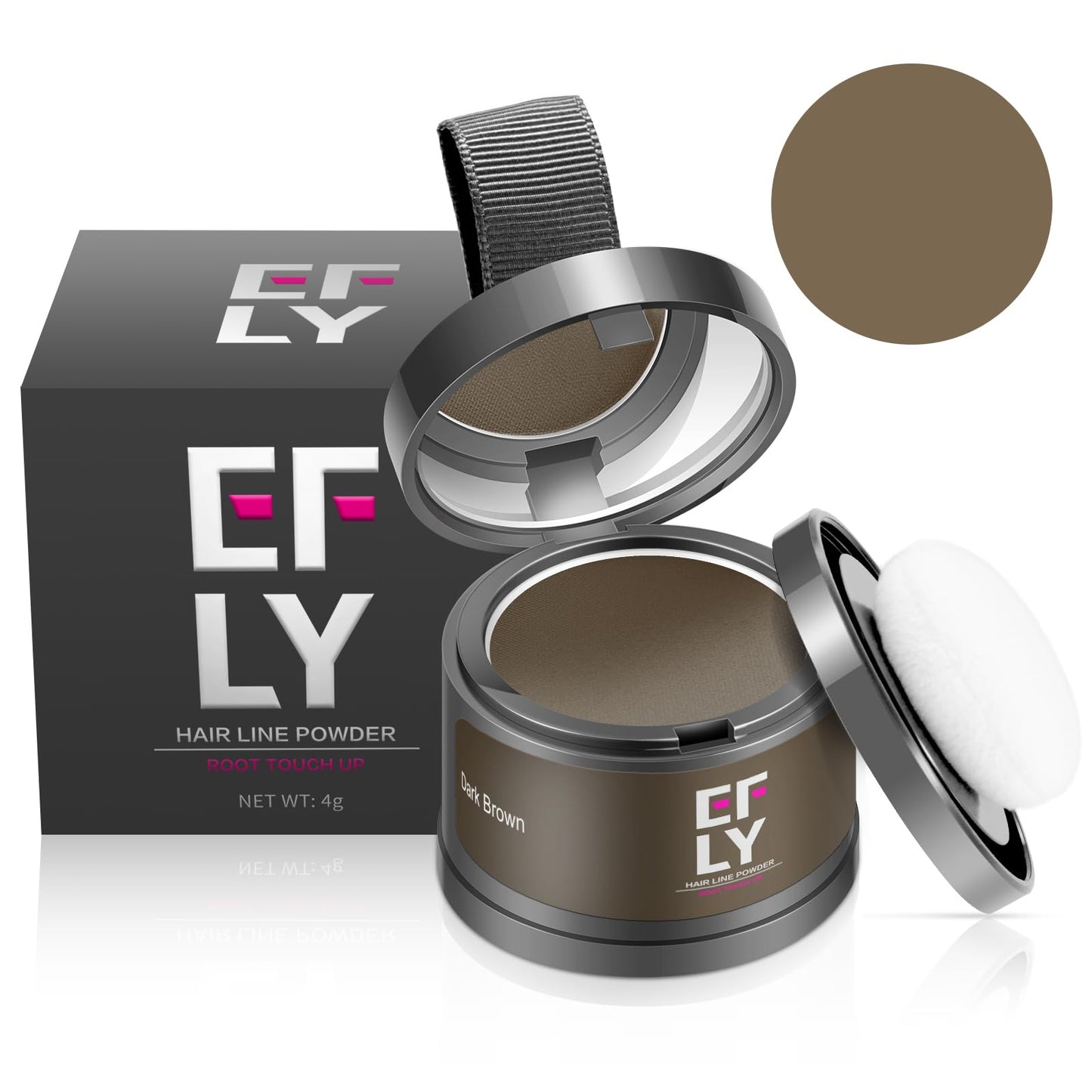 Instantly Hairline powder, Root touch up hair color for gray coverage, hair powder for women men bald spot loss and thin concealing（Dark Brown)