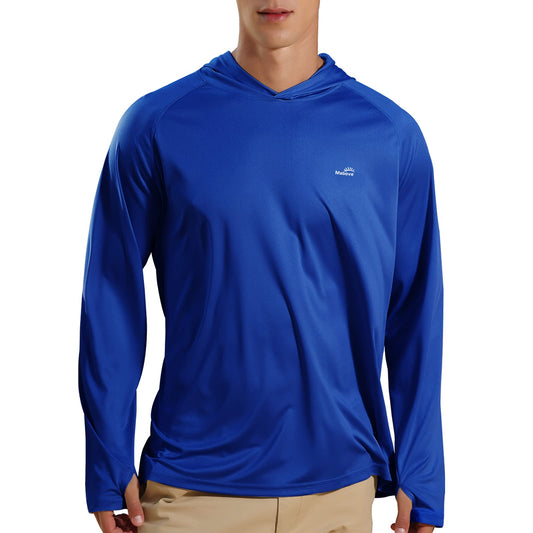 Men's UPF 50+ UV Sun Protection Hoodie Long Sleeve Rash Guard Hiking Fishing Swim T Shirt (Dark blue, S)
