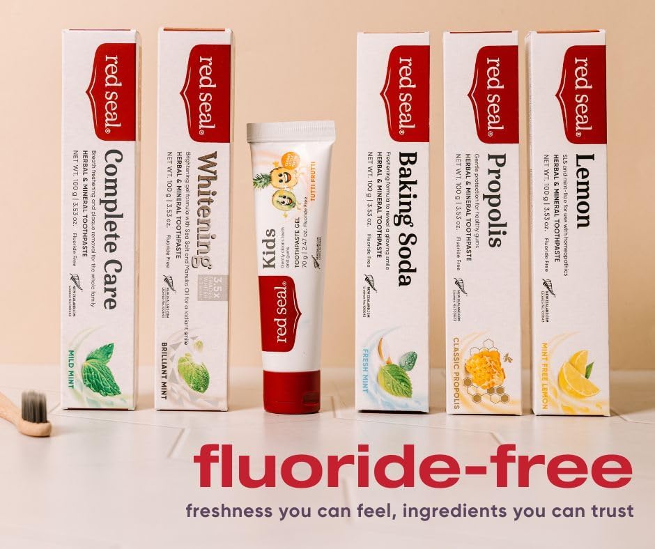 Red Seal Propolis Herbal & Mineral Natural Toothpaste - Fluoride Free, Organic, NATRUE Certified Natural- Supports Natural Gum Health and Oral Hygiene, Prevents Plaque, Vegan, Cruelty-Free (2)