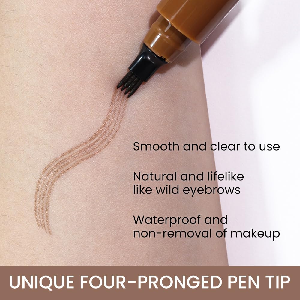 Kaely Eyebrow Pencils for Women, 4 Tip Magical Precise Waterproof Brow Pen, Microblading Eyebrow Contouring Pen, lapiz de cejas 3d Eye Brow Gel, 24h Smudge Proof,01 Light Brown