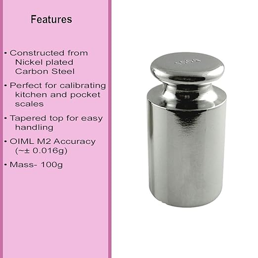 American Weigh Scales Calibration Weight for AWS Digital Scale, Carbon Steel, Solid Stainless Steel Chrome Finish, 100g (100WGT)
