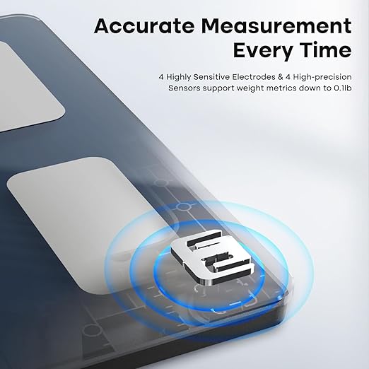GE Smart Scale for Body Fat: Weight Scales with BMI Muscle Mass Button Function 500lbs Digital Bathroom Weight Machine Body Composition Monitor 11.8" Platform Accurate Weighing Health Analyzer