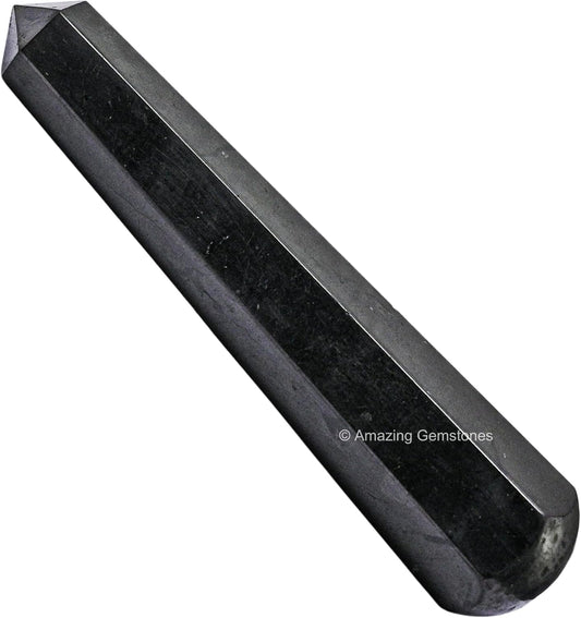 Amazing Gemstone Shungite Crystal Wand Massage Stick - Pelvic Wand Gua Sha for Adults - Crystals and Healing Stones Massage Wands for Adults Gifts (Pointed)