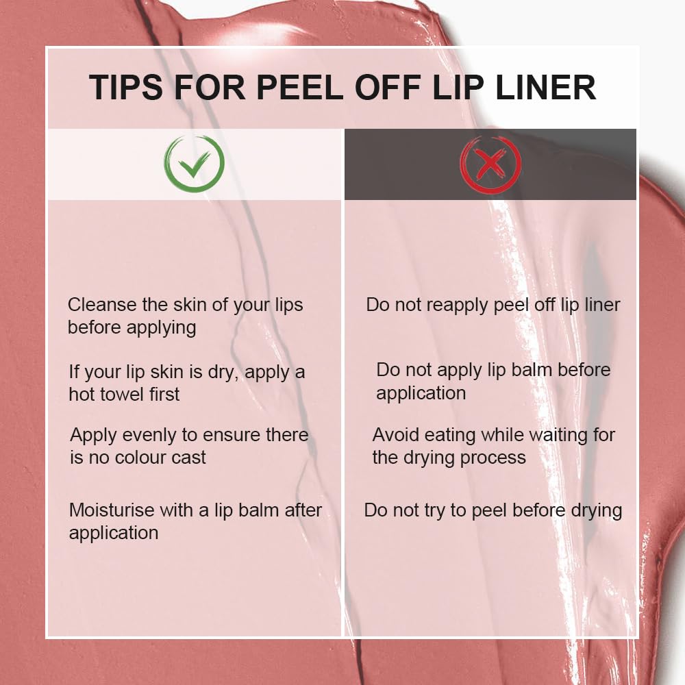 2 Colors Peel Off Lip Liner Stain Kit, Long Lasting Waterproof Matte Finish Lip Tint Stains Makeup Set for Women, Trend Colors, Easy to Use, for All Skin Types, Tweezer Include (#2+#3)