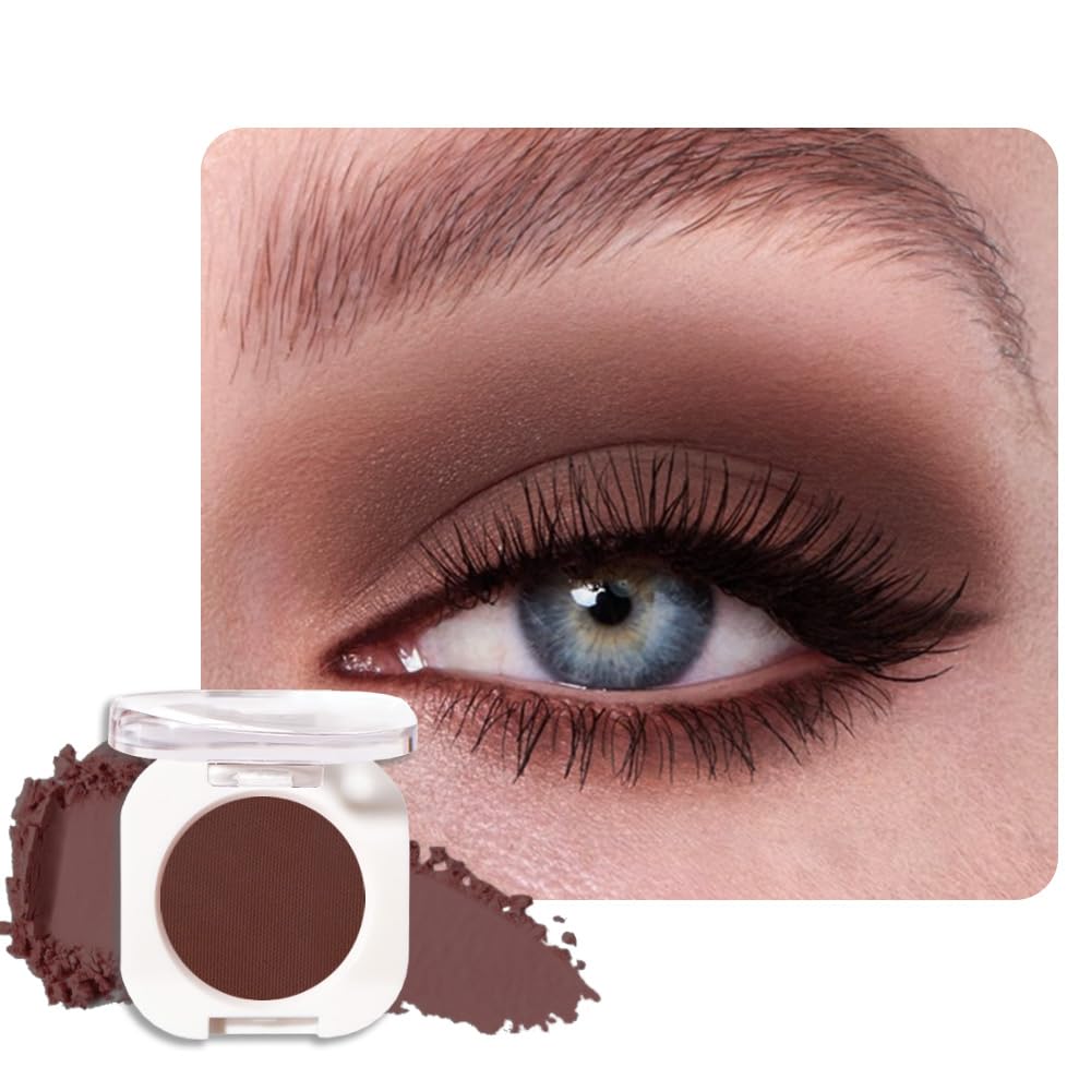 Single Matte Eye Shadow Palette Makeup, Coffee Matte Eyeshadow for Women, Monochrome Eye Shadow Makeup, Pigmented Waterproof Sombras Para Ojos, Vegan, Talc, Paraben & Cruelty Free, 27