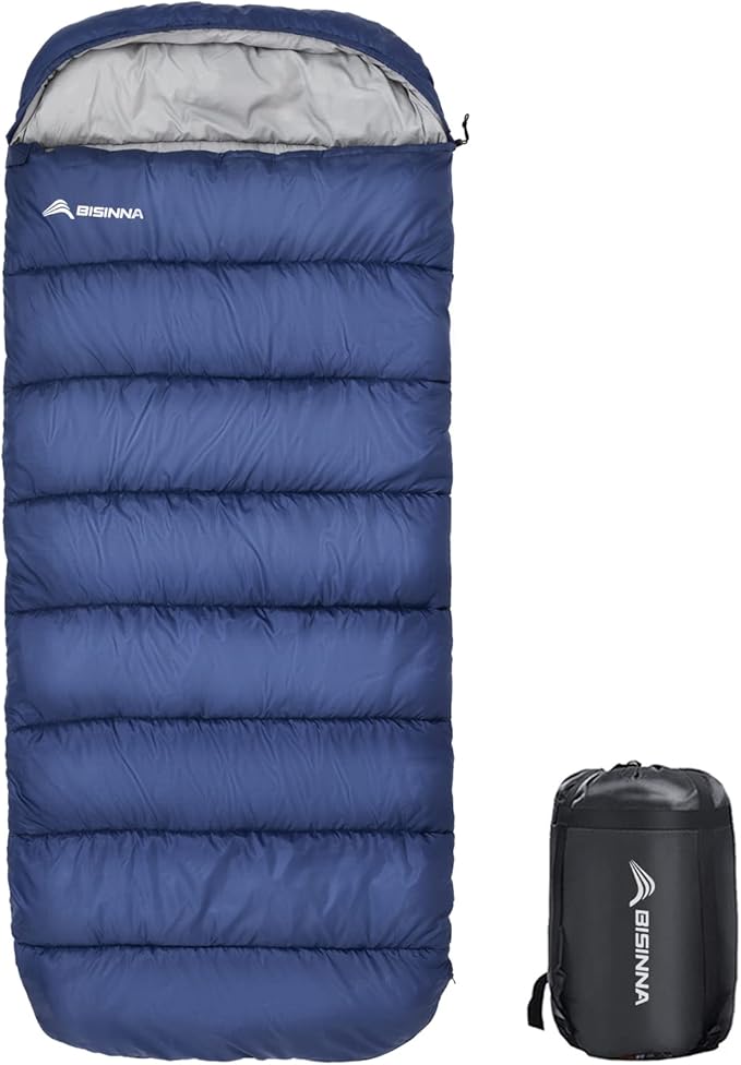 BISINNA XXL Sleeping Bag(90.55"x39.37") for Big and Tall Adults,3-4 Seasons Plus Size Warm and Comfortable Waterproof Lightweight Sleeping Bag Great for Camping Backpacking Hiking Indoor & Outdoor