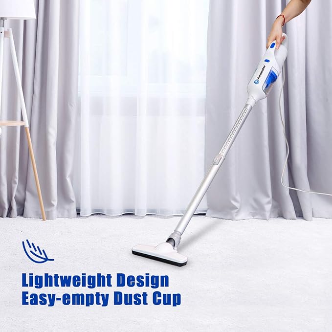 Vacmaster Corded Stick Vacuum Cleaner 2 in 1 Ultra-Lightweight 14Kpa Power Suction Handheld Vacuum Cleaner with Washable HEPA Filter for Home, Car, Pet Hair, Carpet, Hard Floor