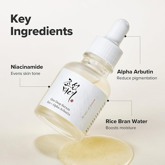 Beauty of Joseon Glow Deep Serum Rice Alpha-Arbutin Moisturizing Uneven Skin Tone Daily Korean Skin Care for Men and Women, 60ml, 2 Fl.Oz