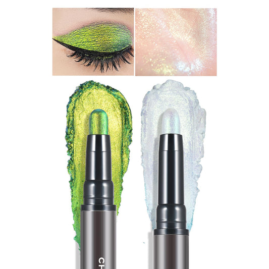 CHARMACY Multichrome 2 in 1 Cream Eyeshadow Stick, Waterproof Eye Brightener Highlighter Stick Makeup, High Pigmented, Smudge-Proof, Vegan & Cruelty-Free (#906)