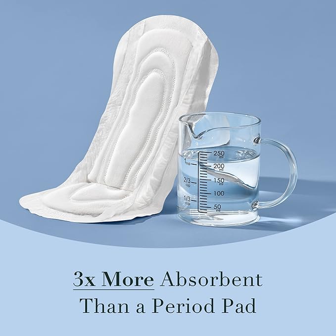 Rael Incontinence Pads for Women, Organic Cotton Cover, Postpartum Essential, Heavy Absorbency, Bladder Control, 4-Layer Core with Leak Guard Technology, Long Length (Ultimate, 40 Count)