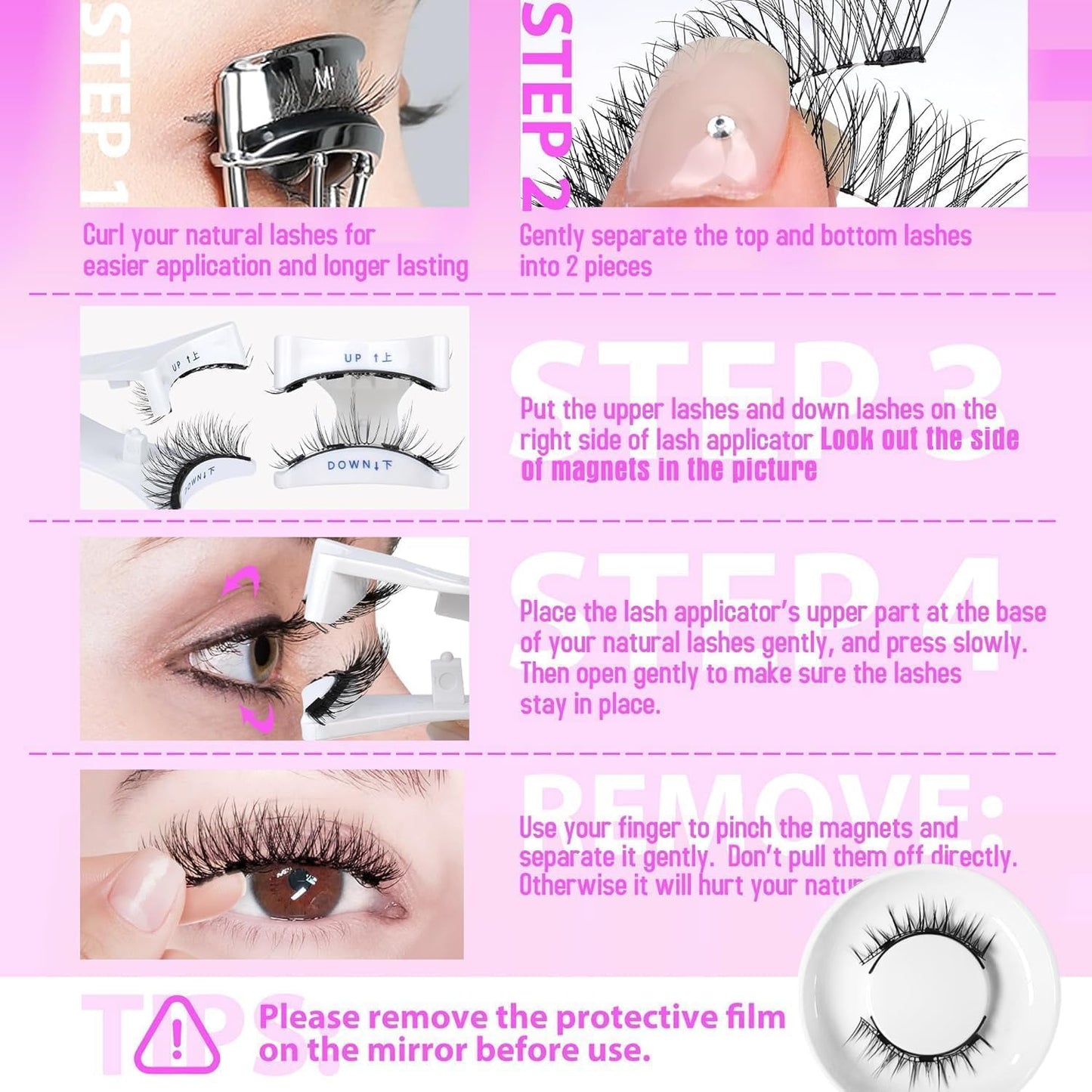 Ginani Magnetic Lashes,Magnetic Eyelashes with Applicator,2025 New Reusable Magnetic Lashes Natural Look No Glue or Liner Needed(Natural+Natural)