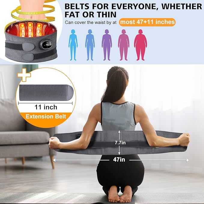 Cordless Heating Pad for Back Pain Relief, Lumbar Massaager with Heat, Heated Back Belt Abdomen Warmer Lumbar Support