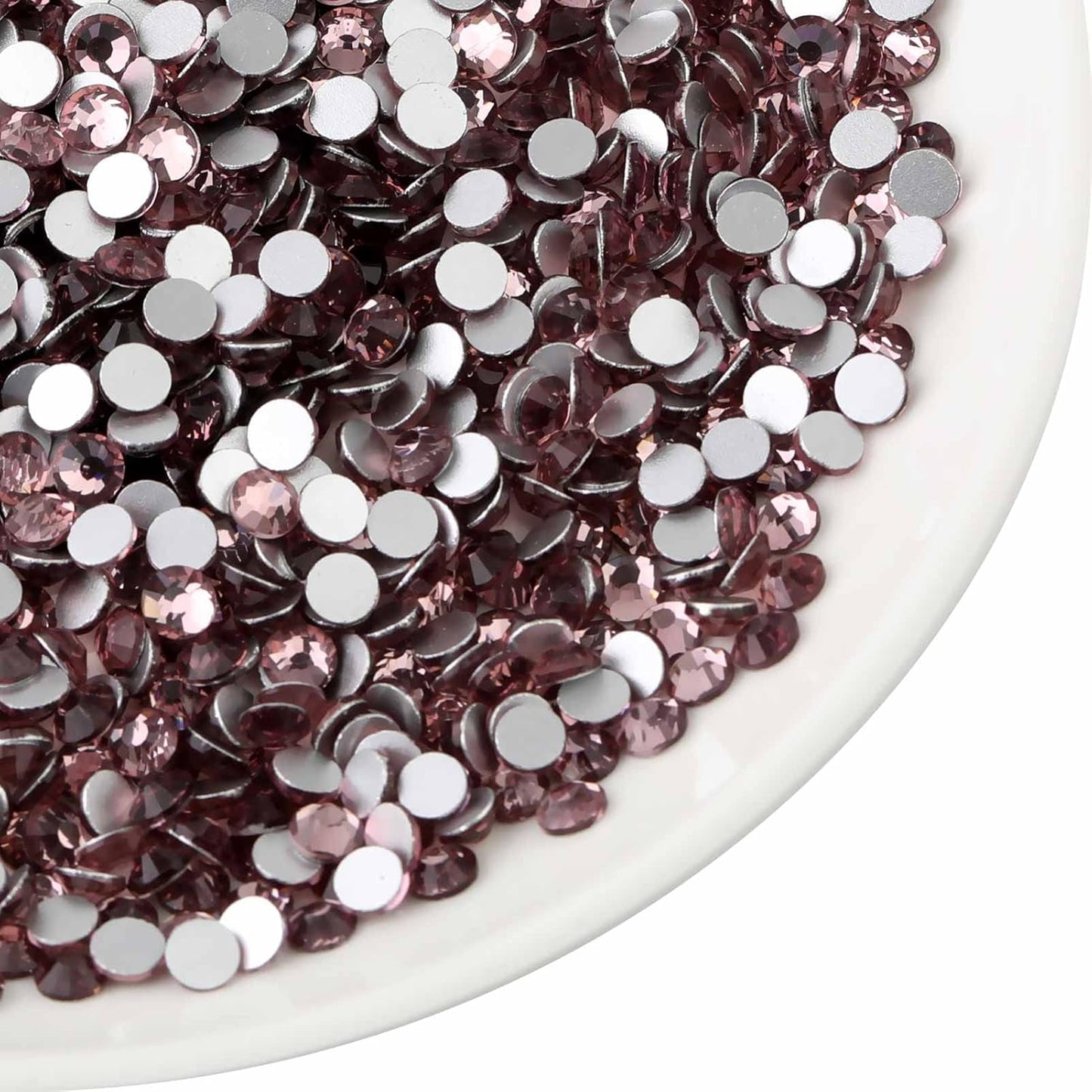 beadsland Flat Back Crystal Rhinestones Round Gems for Nail Art and Craft Glue Fix, Light Purple (2.3-2.5mm) SS8/1440pcs