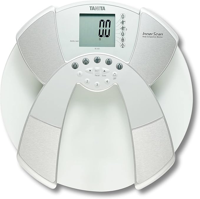 Tanita BC-533 Digital Bathroom Scale - Japan Technology Clear Glass Smart Innerscan Body Composition Monitor, Measures Weight, Body Fat, Muscle Mass, BMI, Bone Mass, Visceral Fat - FSA/HSA Eligible