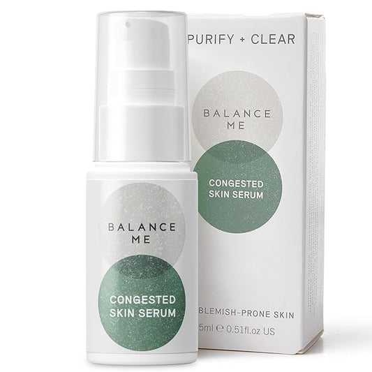 Balance Me Congested Skin Serum, Natural Acne Treatment for Face with Kanuka & Moringa, Non-Drying Spot Serum for Oily, Combination & Sensitive Skin (1 x 0.5 fl oz)