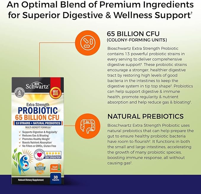 Advanced Daily Men's Multivitamin with Vitamin C A B D3 E and Zinc (1 Month Supply) Plus 65 Billion CFU Daily Probiotic Supplement (1 Month Supply)