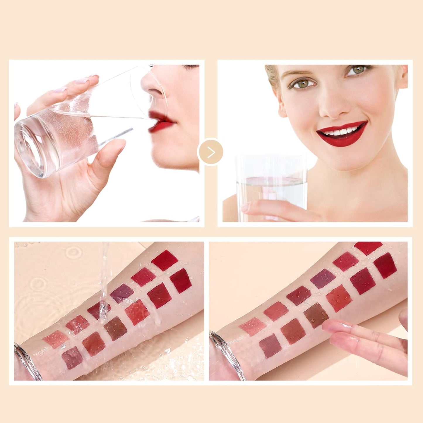12Pcs Matte Liquid Lipstick Set for Girls & Women, 24 Hours Long Lasting Waterproof Nude & Dark Red Lip Gloss Makeup Kits, Velvet Non-Stick Cup Mate Duracion 24 Horas Originales Lip Stains (Set 01, 1)