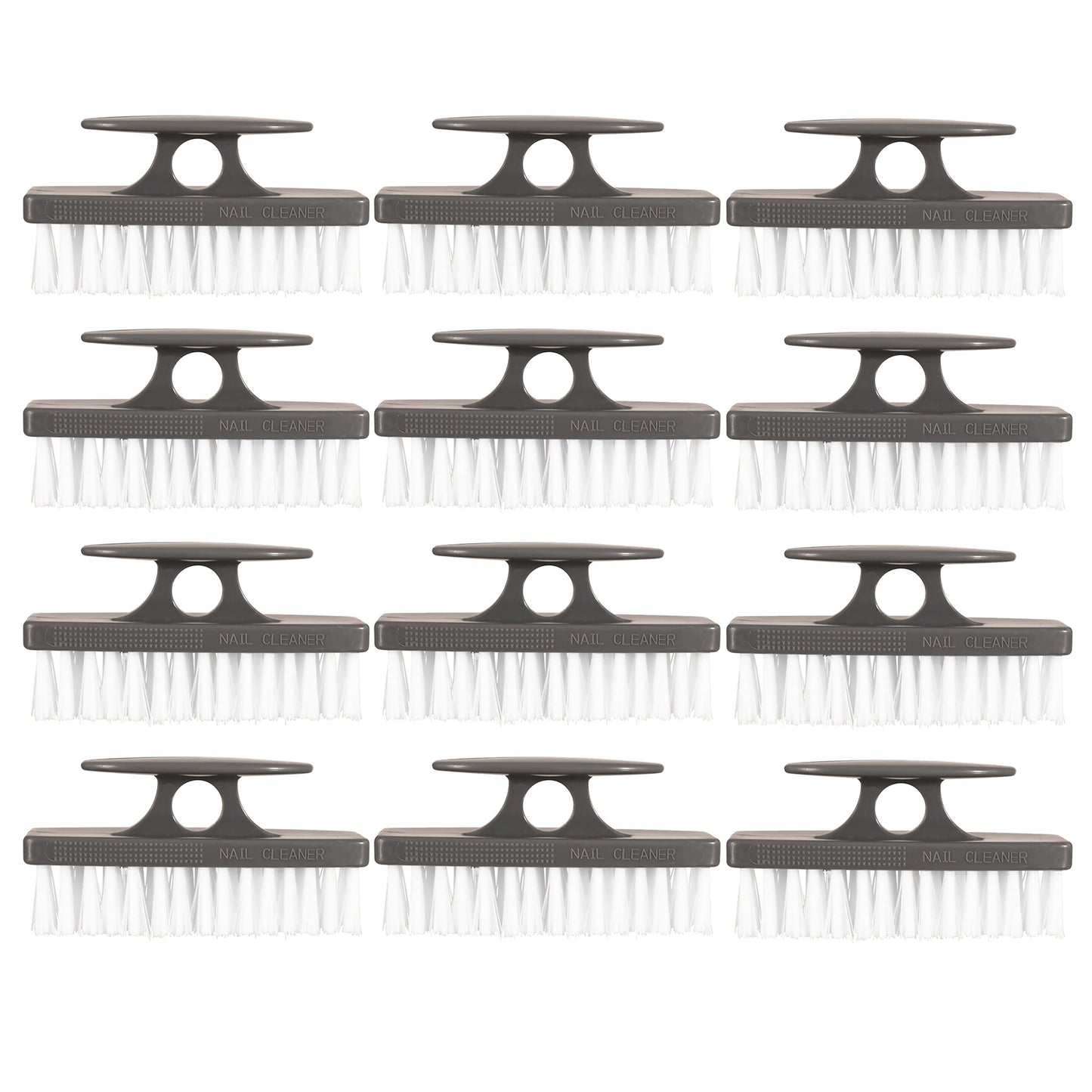 Superio Nail Scrubber Brush - All-Purpose Stiff Cleaning Brush for Hands, Feet, Kitchen & Work - Black, 12 Pack