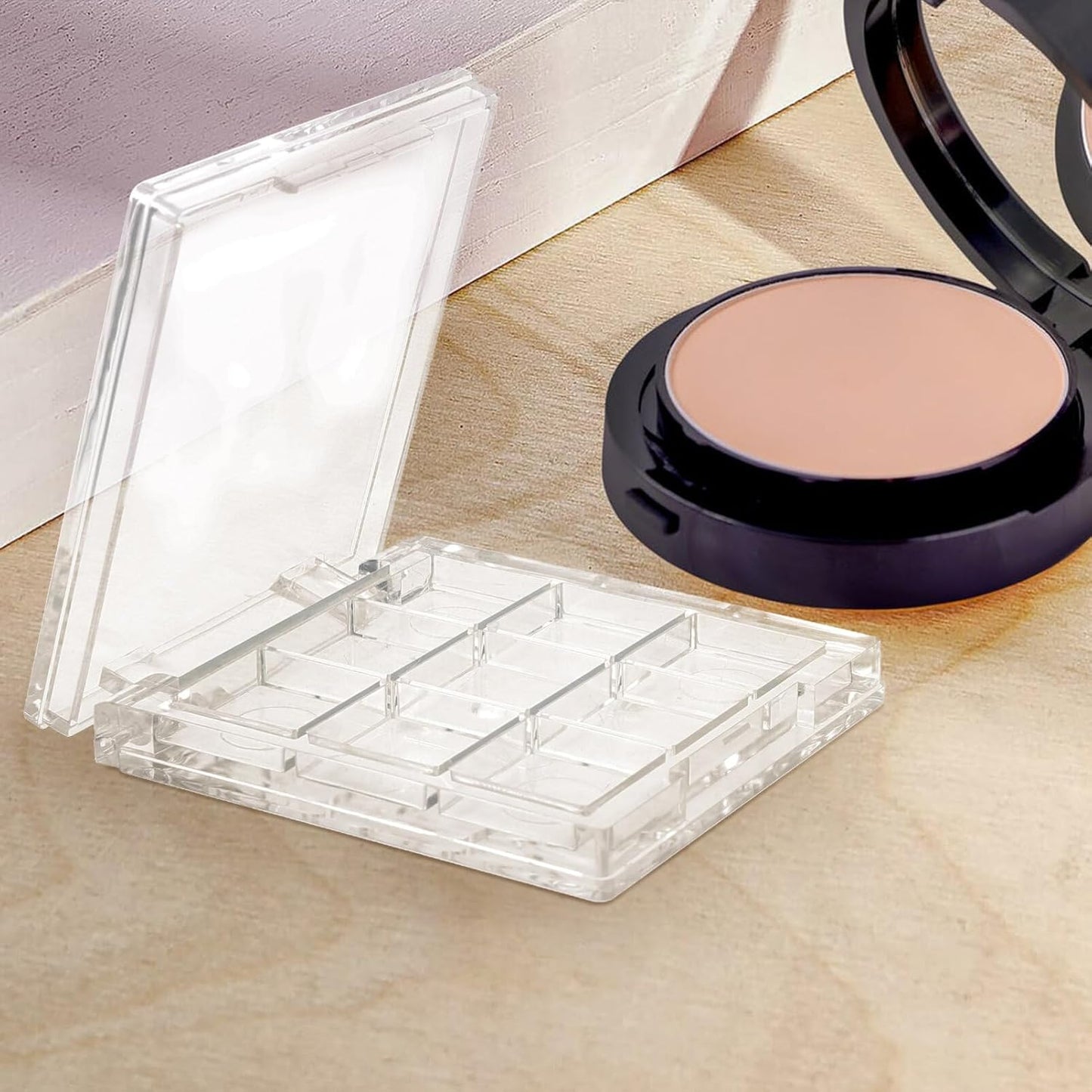 Healifty 2pcs Empty Lipstick Palette 9 Grids Diy Eyeshadow Powder Blush Lipstick Palette Empty Highlighters Container for Women