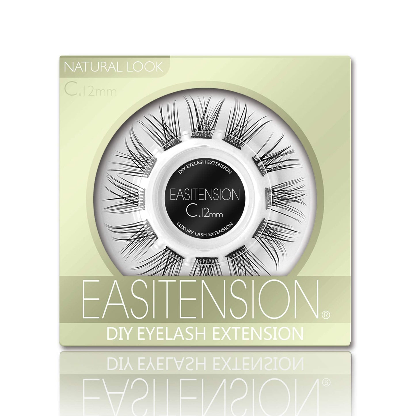 DIY Eyelash Extension, Glue Bonded Band Individual Lash 12 Clusters Natural Lashes Set, Home Eyelash Extension, C curl Lashes Pack (12MM-Natural)