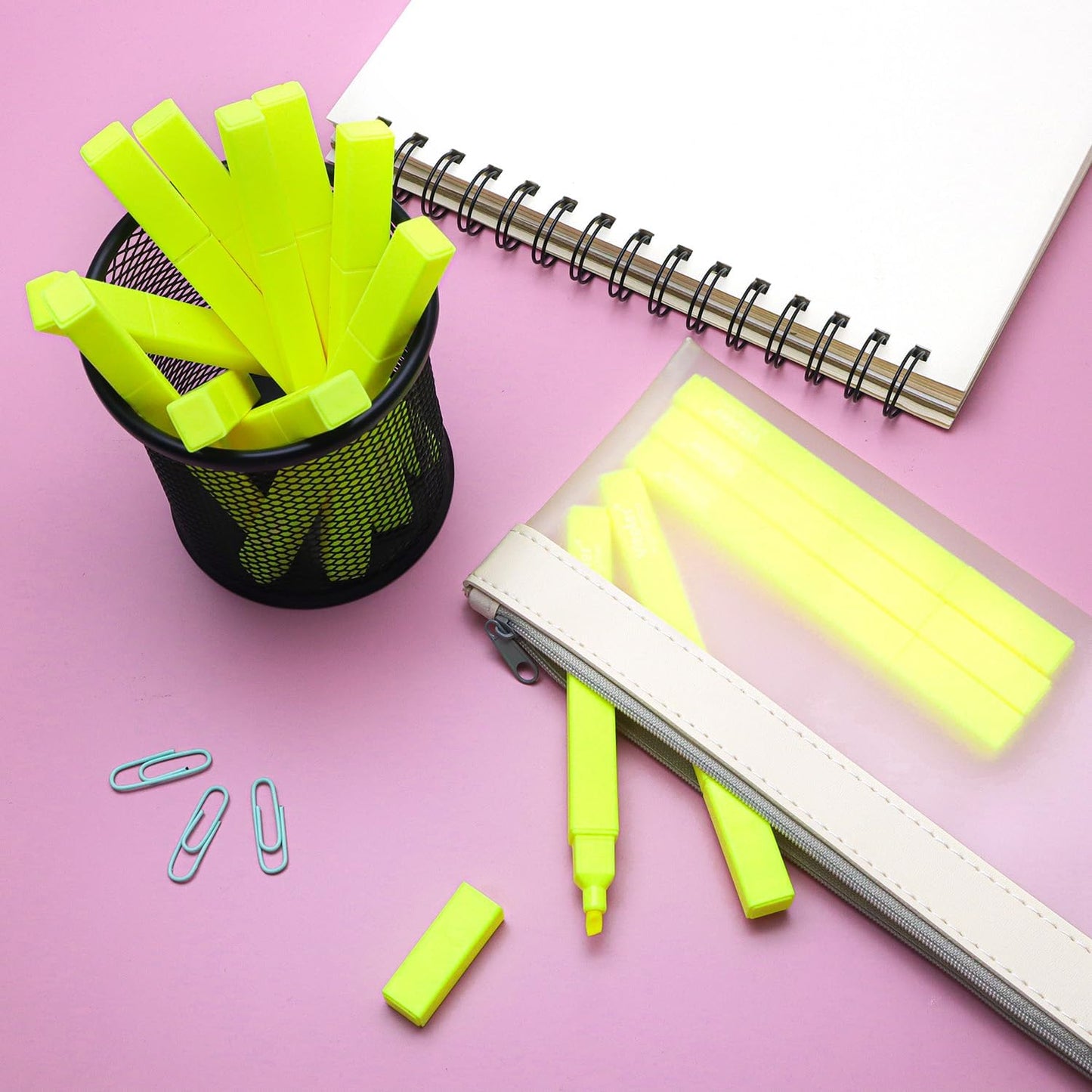 Vitoler Fluorescent Yellow Highlighters,10 Pack Bright Color Chisel tip Highlighters for Adults Kids in the Home School Office