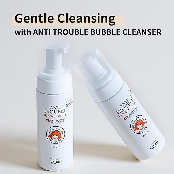 YADAH Anti Trouble Bubble Cleanser 5.07 Ounce, Facial Cleanser with Salicylic Acid for Acne, Vegan Skincare for Sensitive Skin