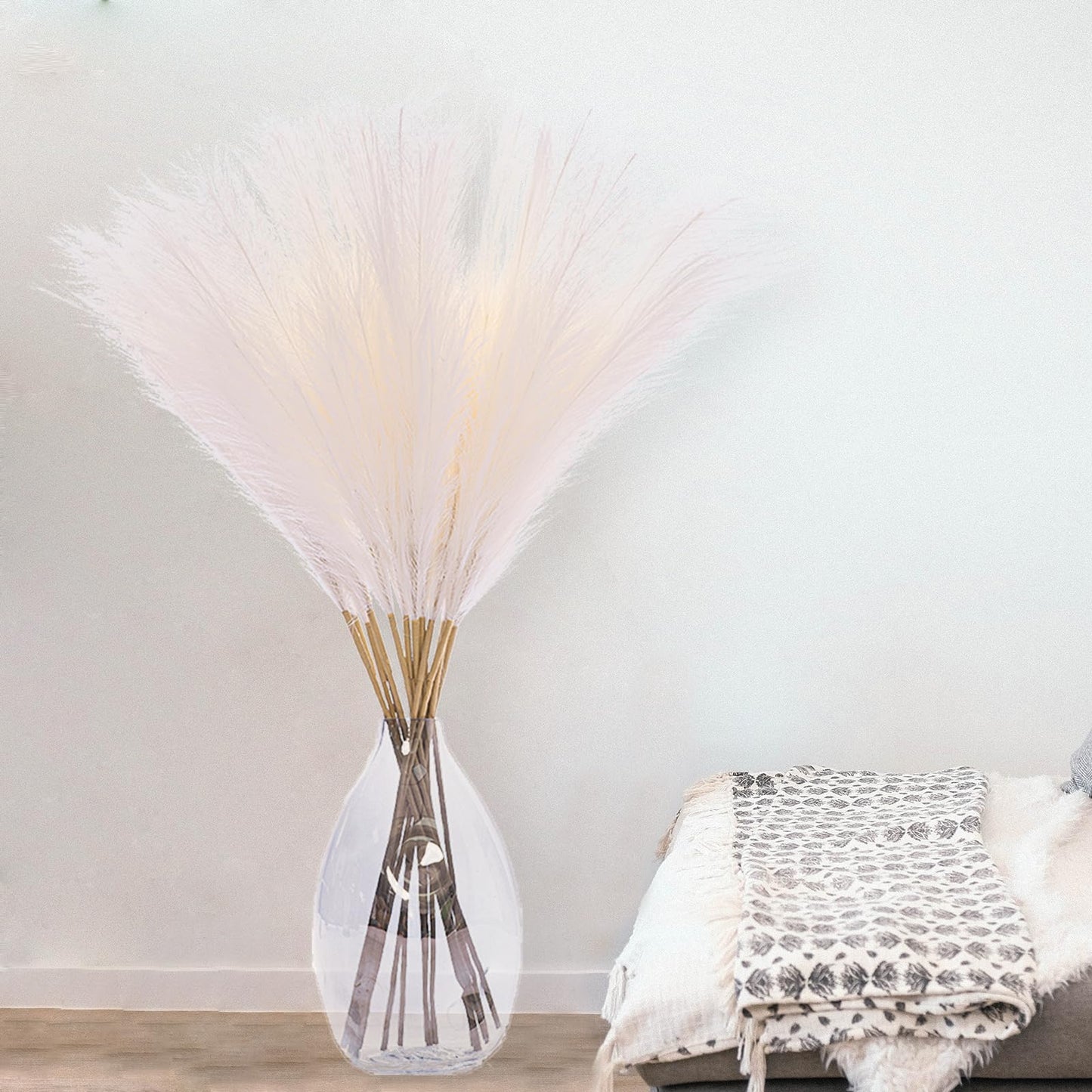 Wttisel 38" 10 Stems White Pampas Grass Tall Decor - Faux Pampas Grass Decor Tall for Floor Vase Boho Home Wedding Mothers Day Decoration
