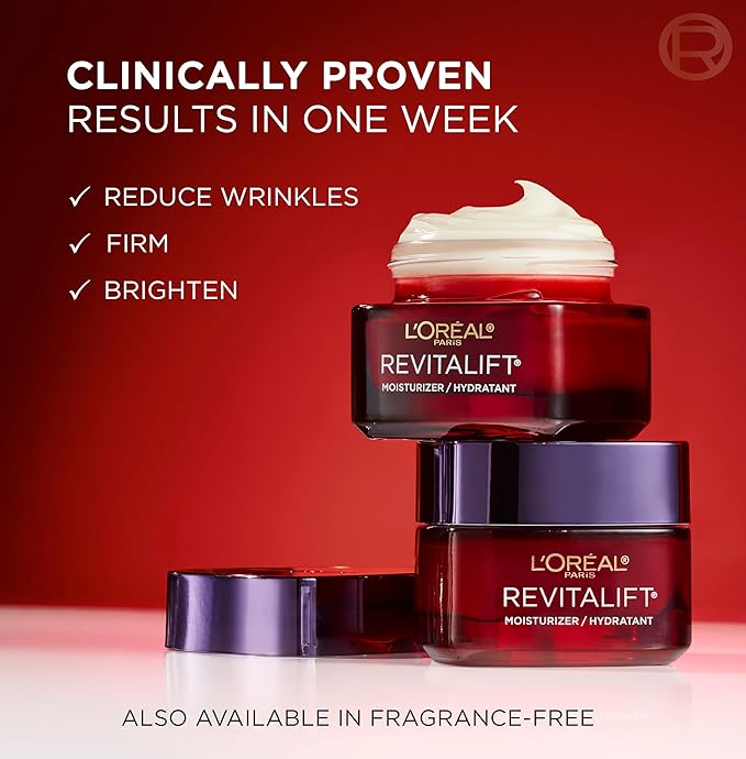 L'Oreal Paris Revitalift Triple Power Anti-Aging Face Moisturizer, Pro Retinol, Hyaluronic Acid & Vitamin C, Reduce Wrinkles 2.55 Oz