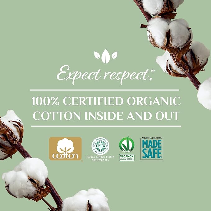 Organyc 100% Certified Organic Cotton Inside and Out Folded Panty Liner, Ultra Thin, Light Flow, 12 Pack of 24 Count, Bulk/Case Pack