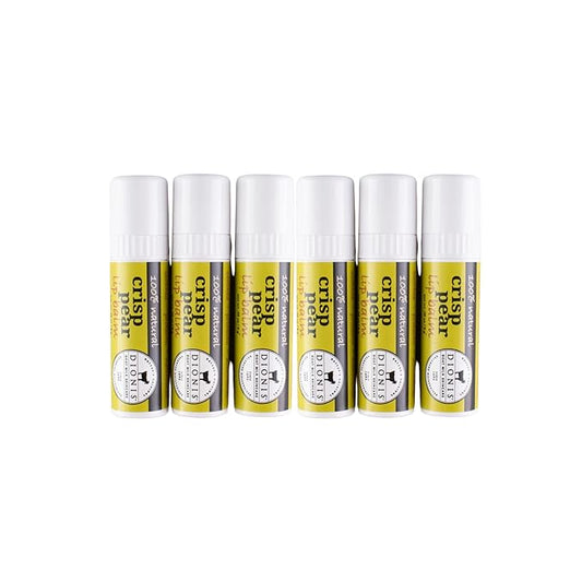 Dionis Goat Milk Skincare Scented Lip Balm, Beeswax, Shea Butter & Coconut Oil Self Care Made in The USA, Cruelty Free, Paraben Free Hydrating Moisturizer for Chapped Lips, Crisp Pear, 0.28oz, 6pk