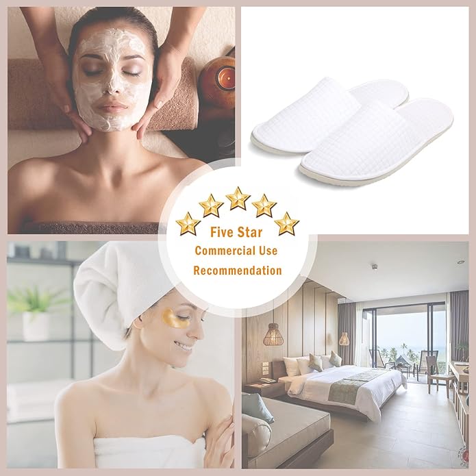 Anmerl 10 Pairs Spa Slippers for Women and Men, Universal Bulk Disposable Hotel Slippers, Non-Slip Washable Breathable Soft Comfortable House Slippers for Guest Wedding Party Travel