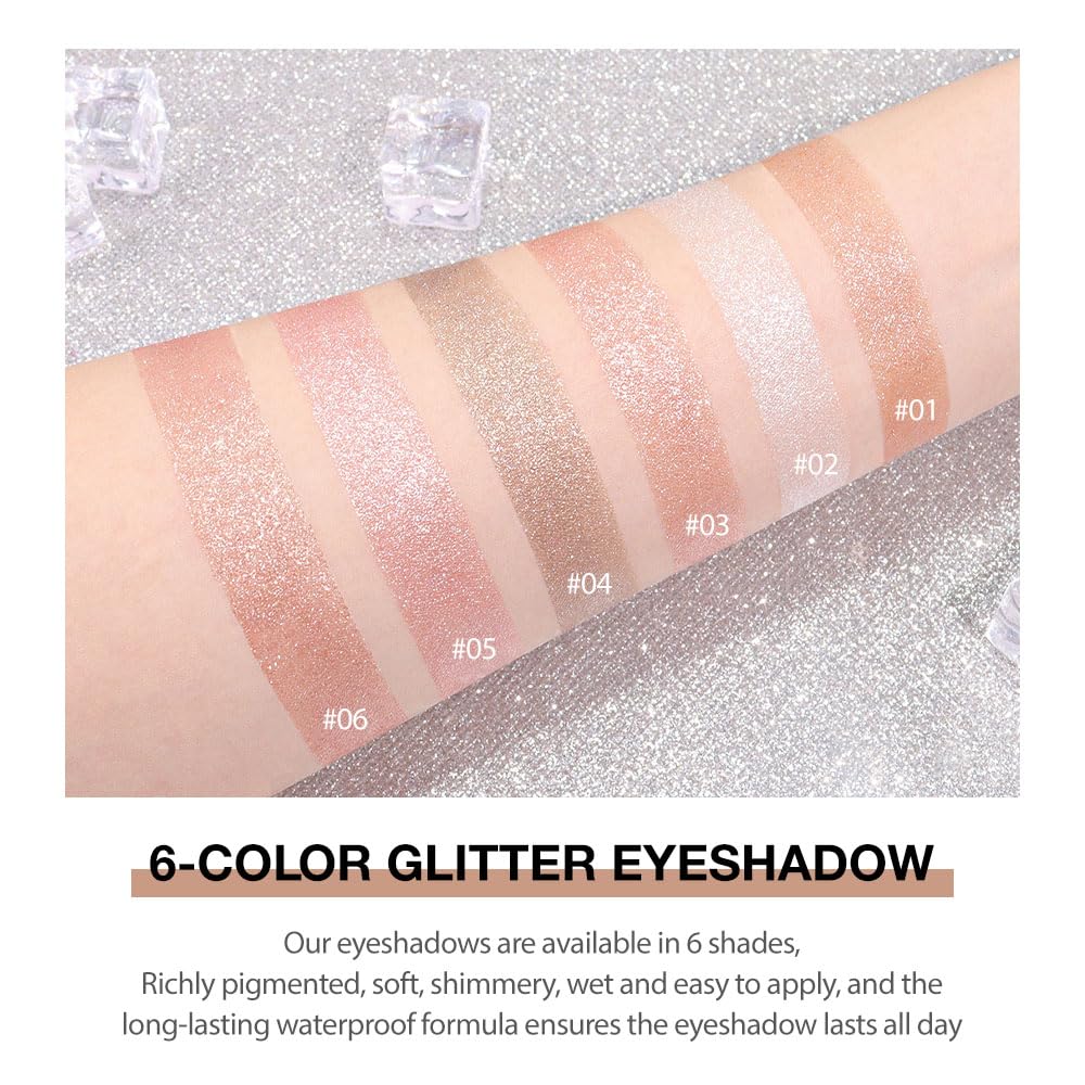 Champagne Rose Gold Monochrome Shimmer Eyeshadow Palette Makeup,Long Lasting Naturing-Looking Lightweight Glitter Single Eyeshadow,Neutral Powde Eye Shadow for Older Women