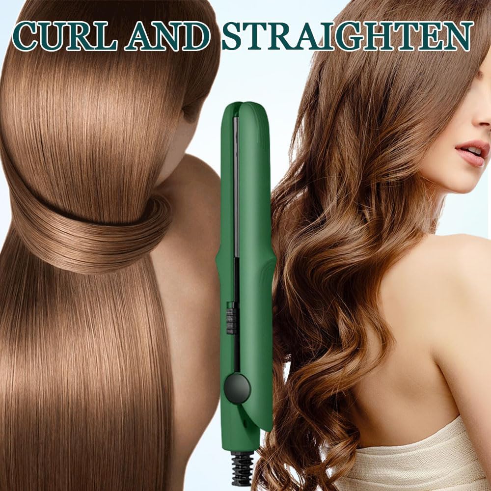 2025 New Mini Dual-Purpose Curling Iron, 2-in-1 Curling Wand Flat Iron Hair Straightener, Travel Curling Iron for All Hair Types (Black)