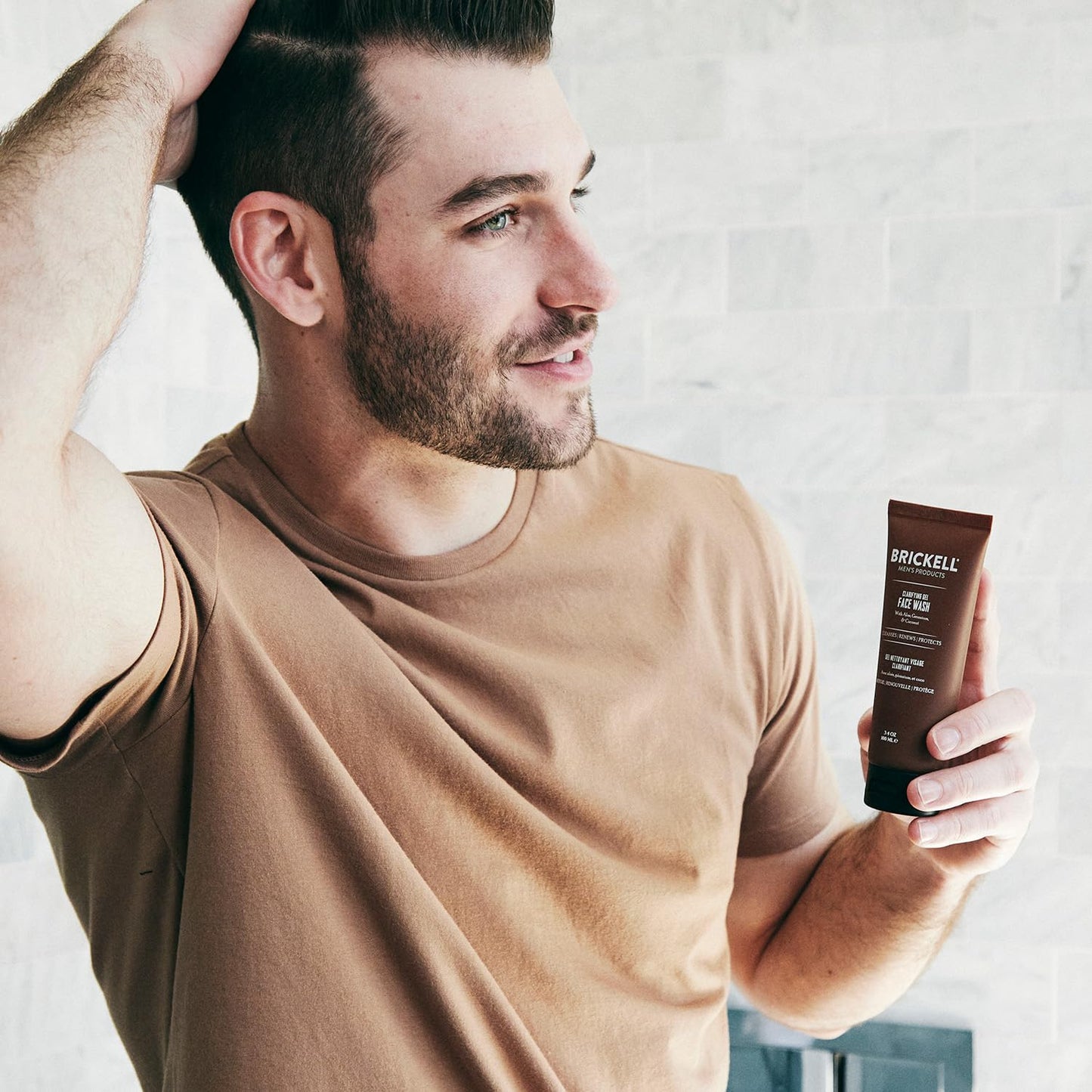 Brickell Men's Clarifying Gel Face Wash for Men, Natural and Organic Rich Foaming Daily Facial Cleanser Formulated With Geranium, Coconut and Aloe (3.4 Ounce)