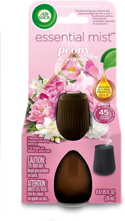 Air Wick Essential Mist Refill, 1 ct, Peony and Jasmine, Essential Oils Diffuser, Air Freshener
